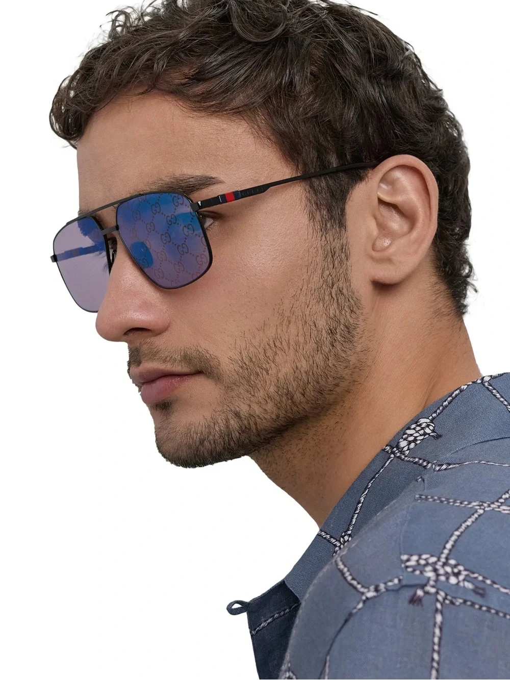 New Gucci GG1676S 005 Sunglasses Black Violet GG Monogram Mirror Authentic